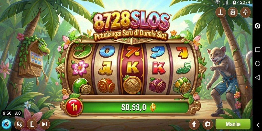 Screenshot gameplay menunjukkan petualangan seru dan slot menantang di 8728SLOTS.