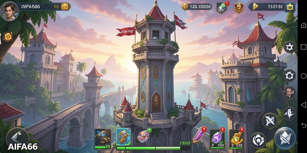 Gameplay AIFA66 menampilkan pertahanan menara yang mendebarkan.