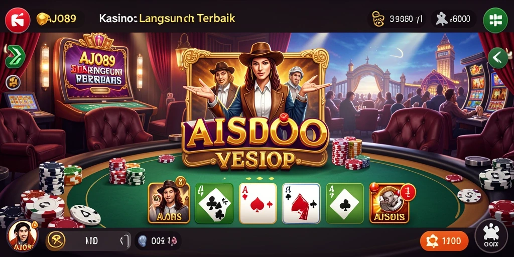 Screenshoot gameplay AJO89 yang menampilkan dealer langsung dan suasana kasino.