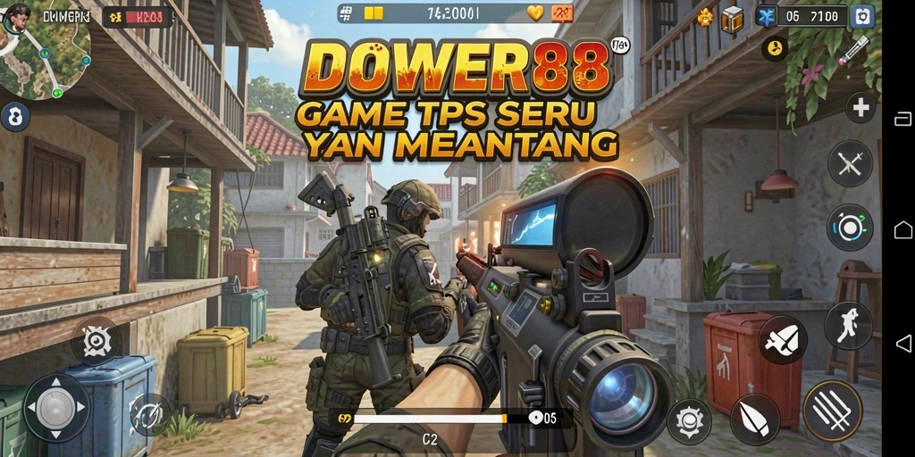 Screenshot gameplay DOWER88 dengan aksi tembak-menembak yang seru.