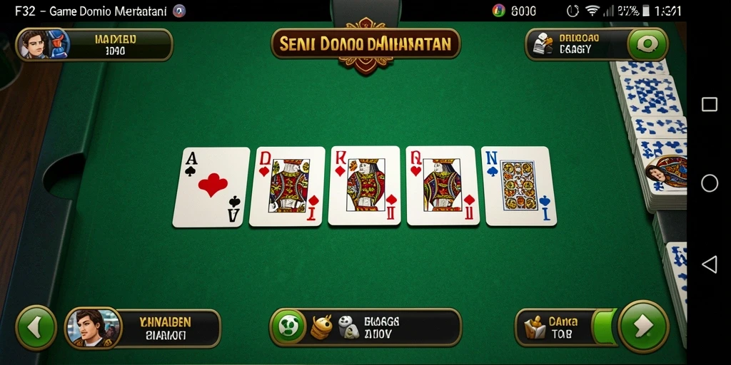 Tangkapan layar utama F32 menampilkan gameplay Domino yang seru.