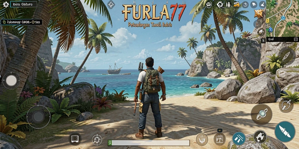 Screenshot FURLA77 menampilkan aksi seru dalam dunia terbuka.