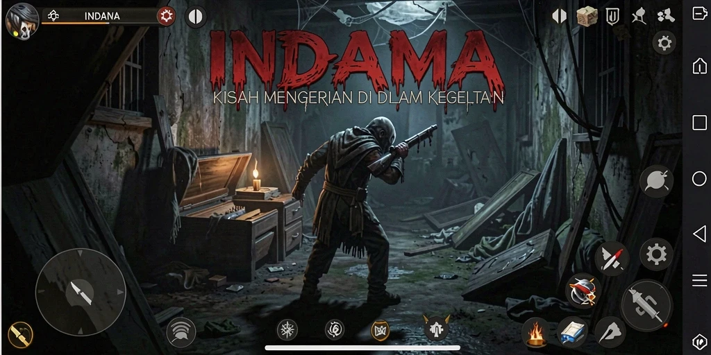 Screenshot gameplay INDAAA yang menyeramkan dan penuh ketegangan.
