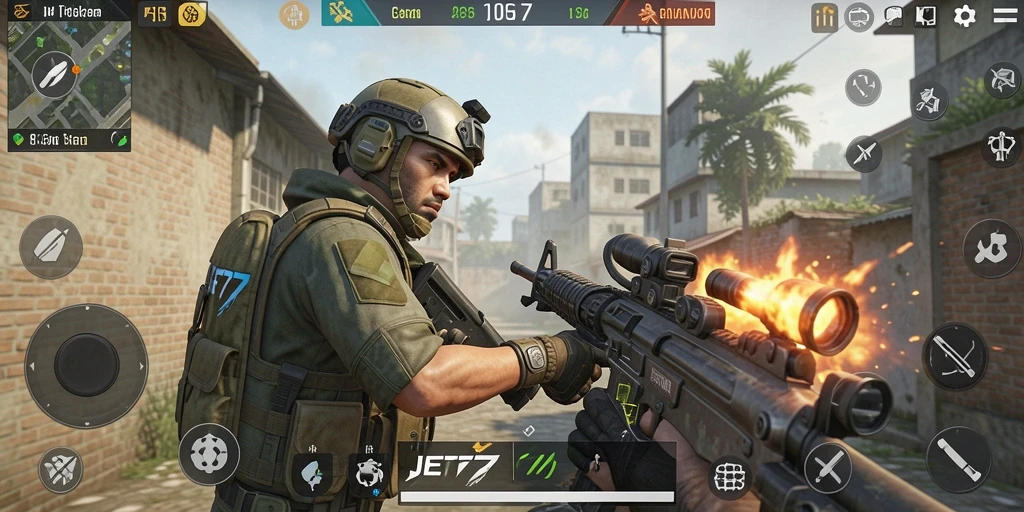 Tangkapan layar permainan JET77 yang menampilkan aksi FPS yang mendebarkan.