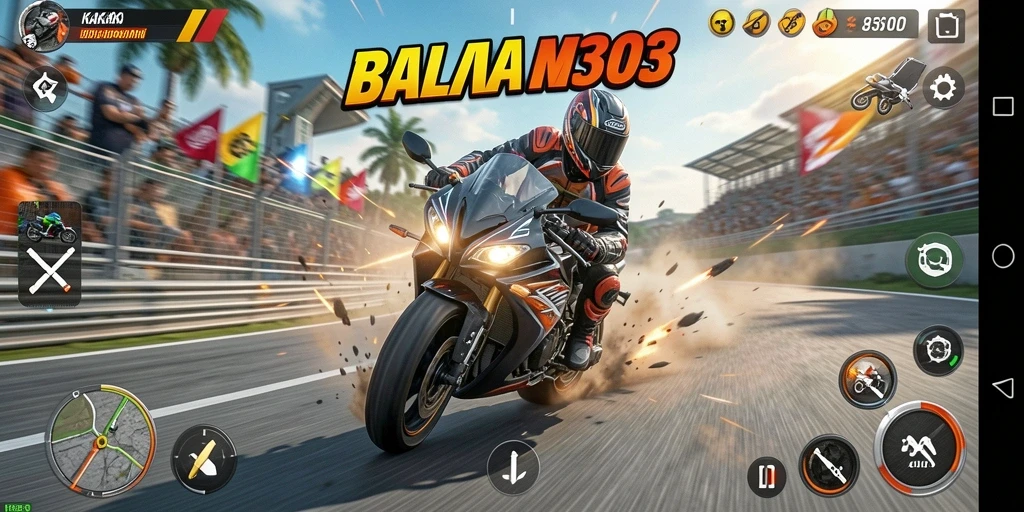 Tampilan gameplay menegangkan dalam balapan motor KAKA303.