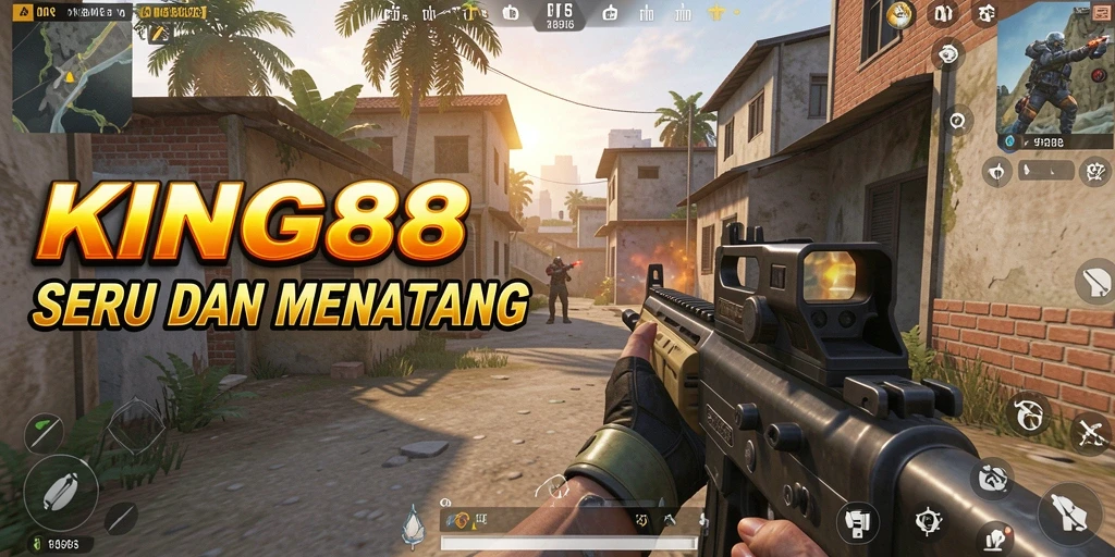 Gameplay intens dari KING88 menunjukkan aksi tembak-menembak yang mendebarkan.