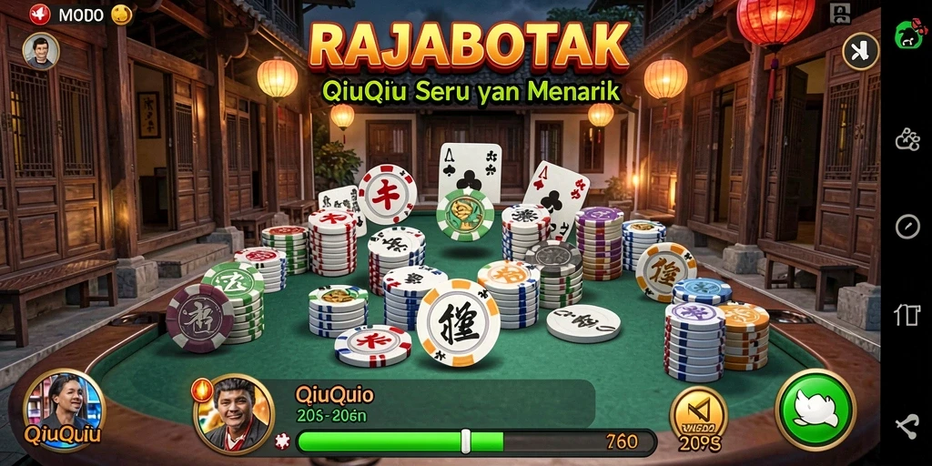 Tampilan gameplay RAJABOTAK yang memikat dengan suasana QiuQiu.