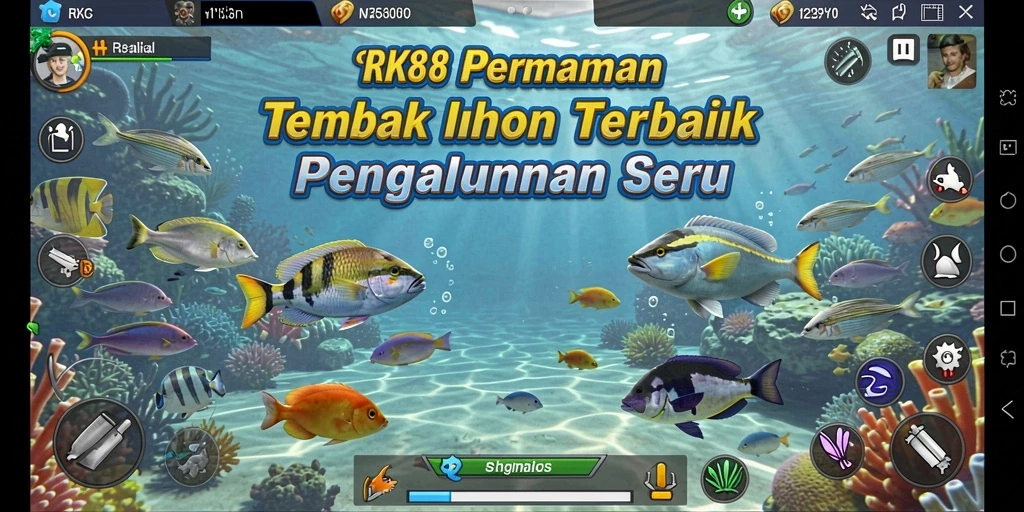 Screenshot menunjukkan aksi seru menembak ikan di RK88.