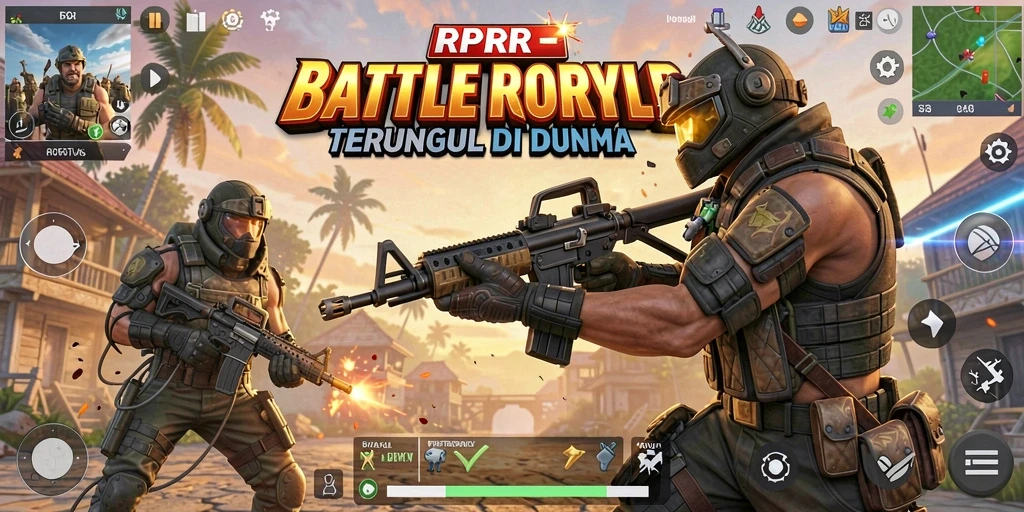 Tampilan aksi seru dalam gameplay Battle Royale RPRR.