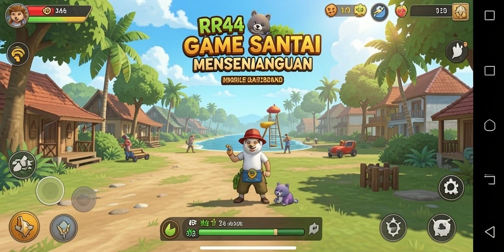 Tampilan gameplay RR44 yang ceria dan menghibur.