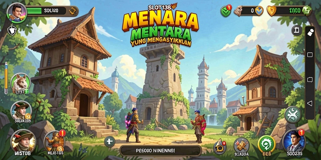 Screenshot SLOT138 menampilkan aksi seru dalam pertahanan menara.