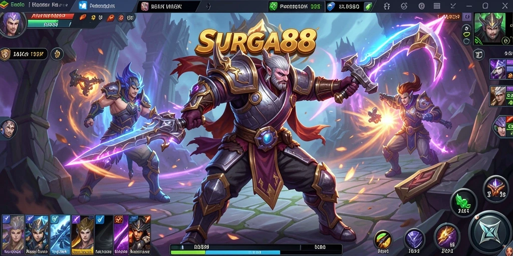 Tampilan menarik dari gameplay SURGA88 dengan aksi MOBA yang seru.
