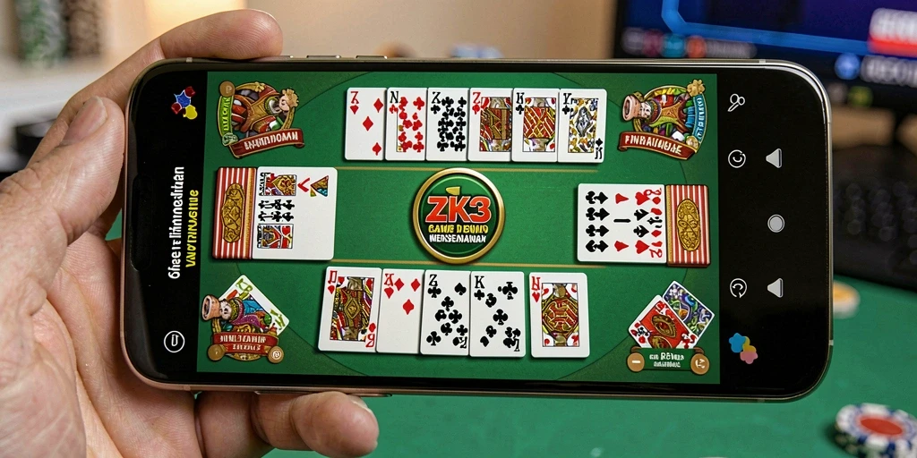 Gameplay seru dalam ZK3 dengan teman-teman di layar.